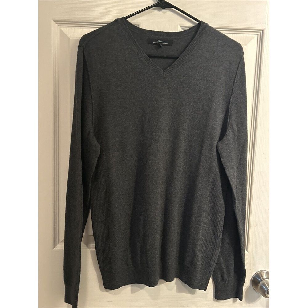 Marc Anthony Cotton Cashmere Blend Mens Sweater V Neck Pullover Gray Knit Size S